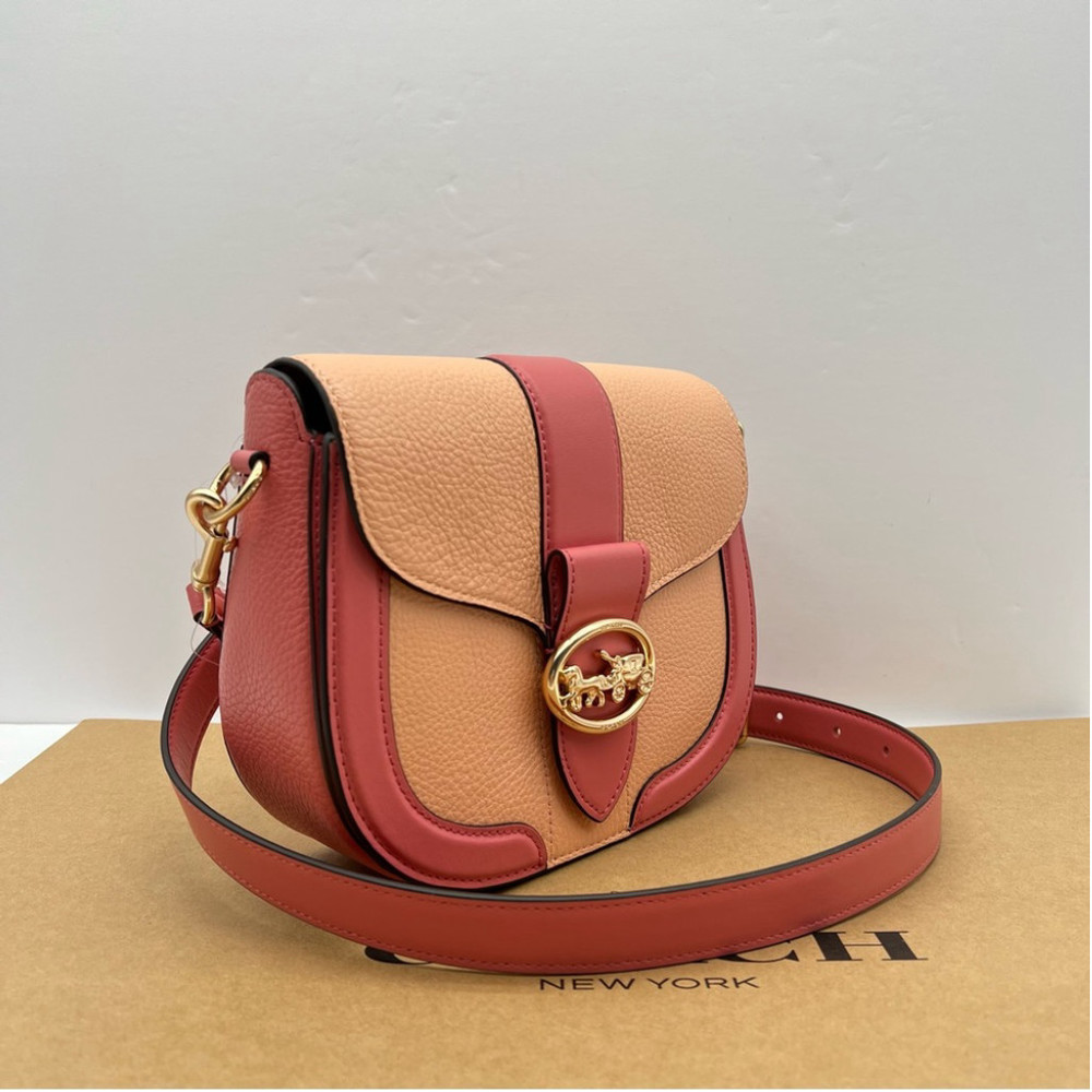 Coach Georgie Saddle Crossbody Bag In Colorblock Leather - Picture 1 of 16